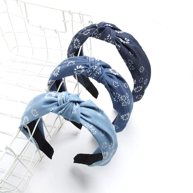 

3pcs Flower Print Knot Decor Headband, Multicolor