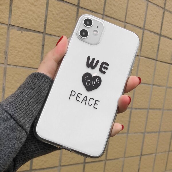 

Чехол для iPhone с текстовым принтом, Прозрачный