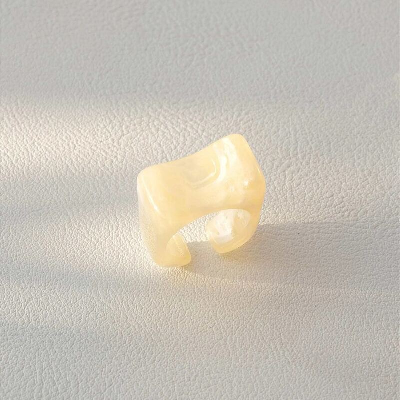 

1pc Crystal Rectangle Ring, Beige