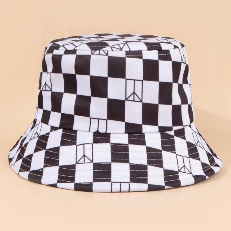 

Plaid Bucket Hat, Black and white