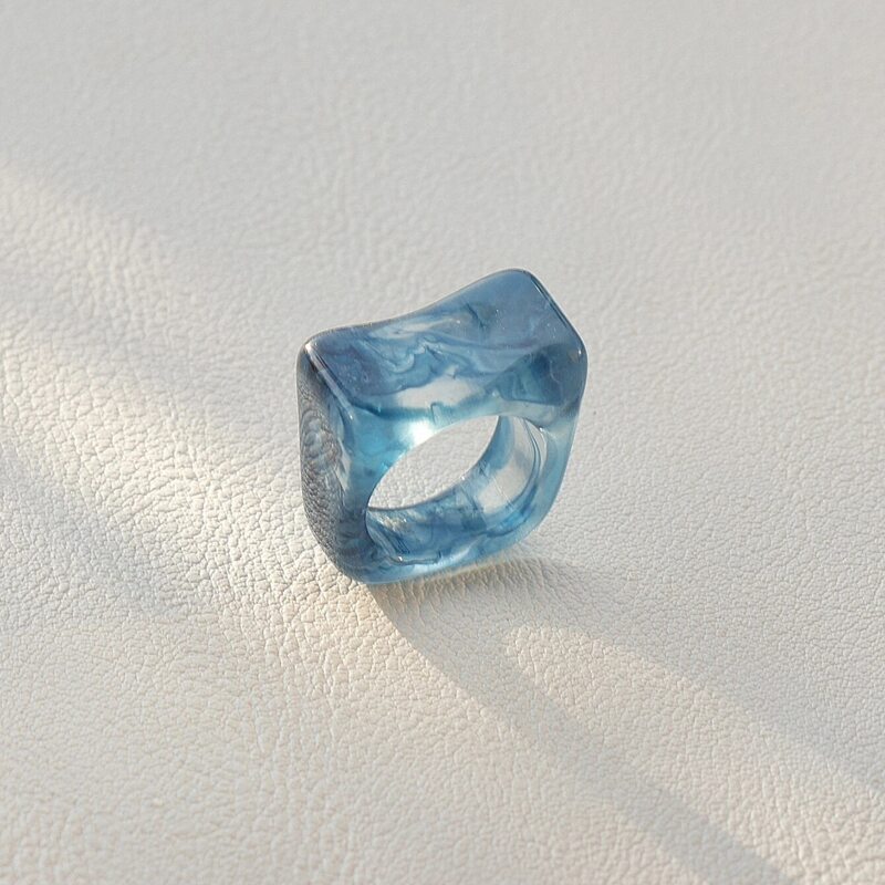 

1pc Crystal Rectangle Ring, Baby blue