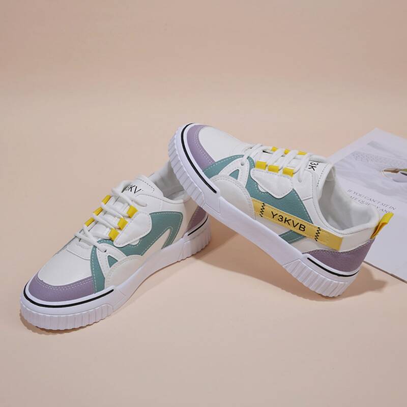 

Colorblock Lace-up Skate Shoes, Multicolor