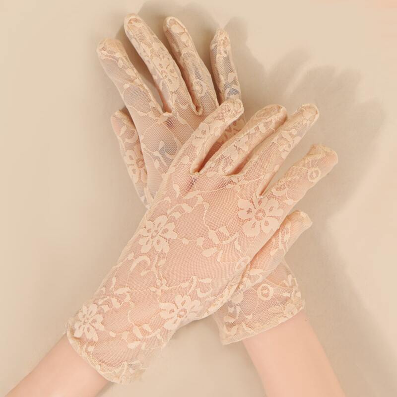 

Floral Lace Gloves, Beige
