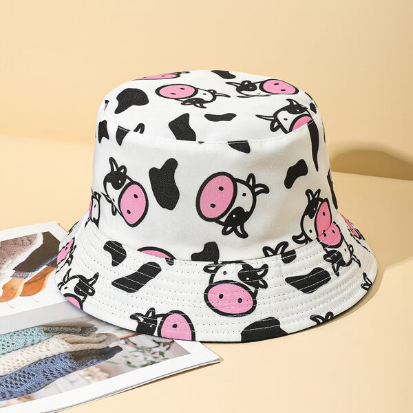 

Cartoon Animal Print Bucket Hat, Multicolor