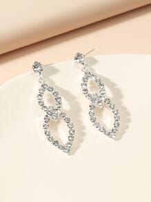 夜店派對水晶耳環釘狀首飾適合女士1雙 - 銀色 - 查看 2