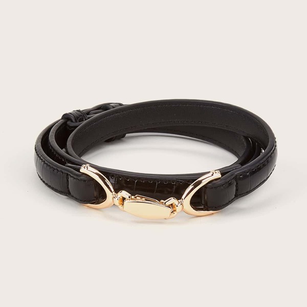 

Metal Decor Skinny Belt, Black