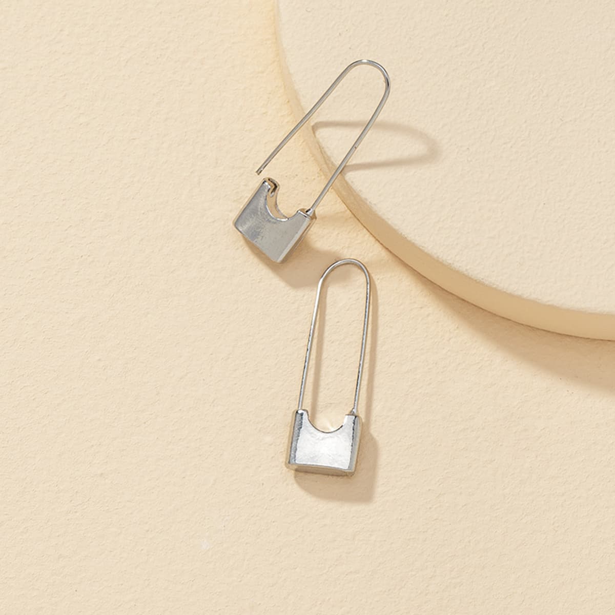 

Lock Design Drop Earrings, Silver