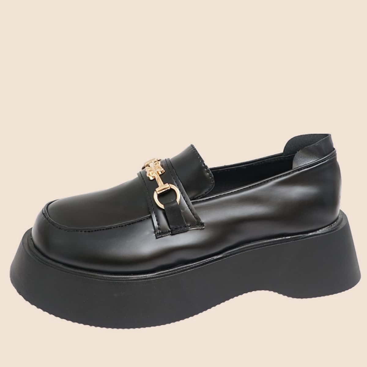 

Slip On Flatform Loafers, Black
