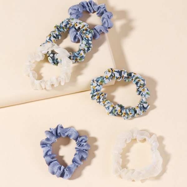 

6pcs Ditsy Floral Print Scrunchie, Multicolor