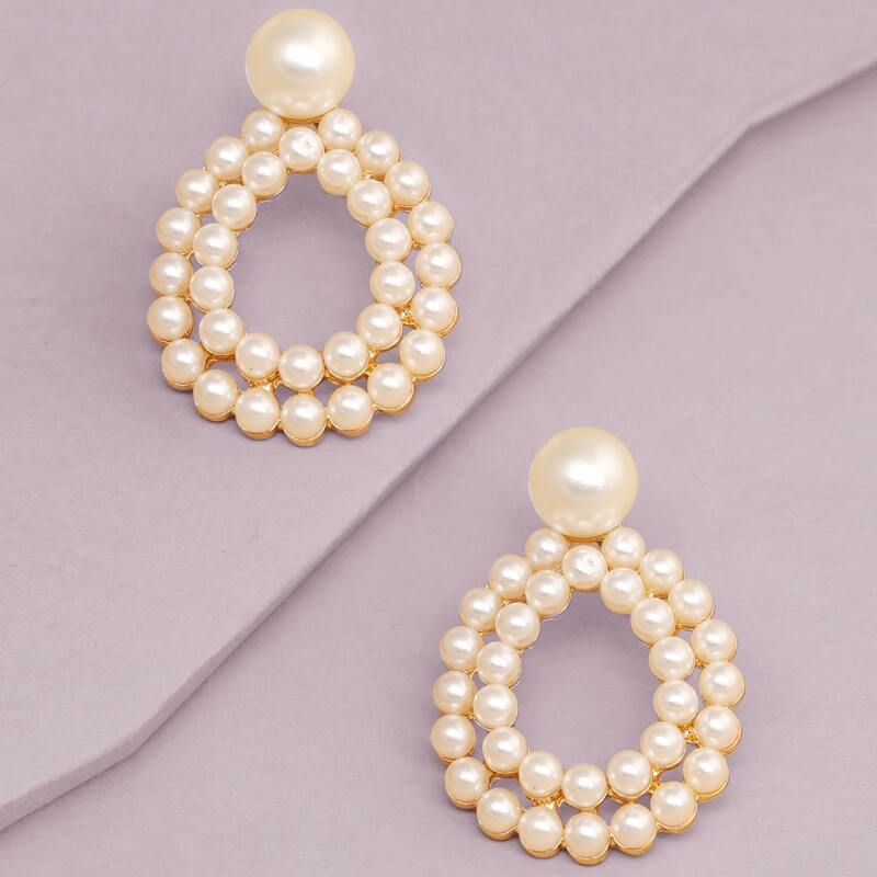 

Faux Pearl Water Drop Earrings, White