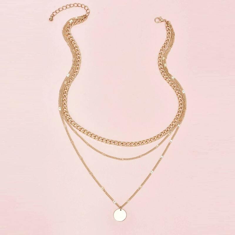 

Disc Charm Layered Necklace, Gold
