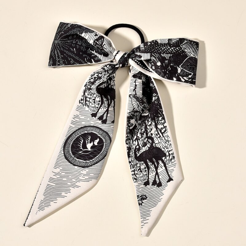 

Animal Print Scarf Hair Tie, Black