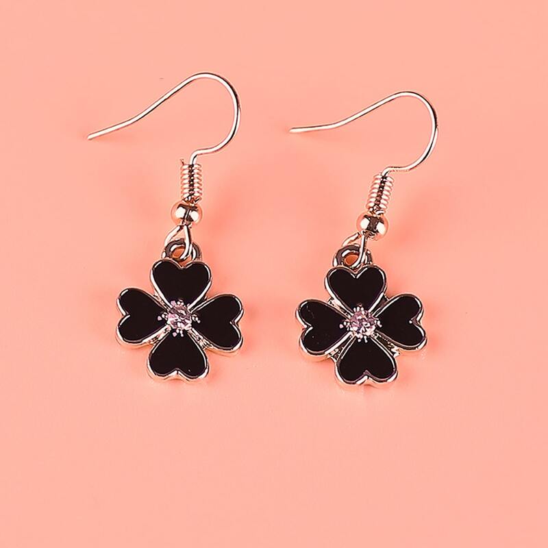 

Four Leaf Clover Stud Earrings, Black