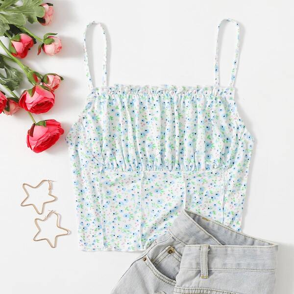 

Ditsy Floral Ruched Bust Cami Top, Multicolor