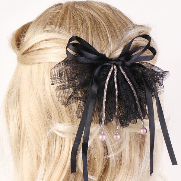 

Girls Bow Decor Hair Clip, Black