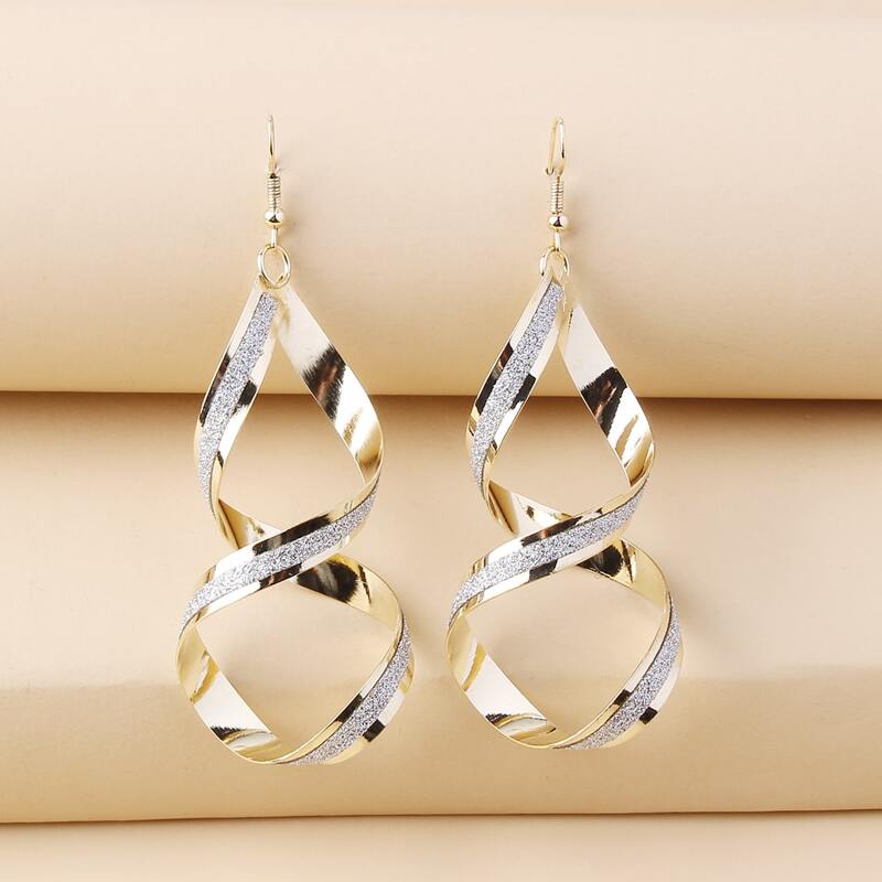 

Glitter Spiral Drop Earrings, Gold