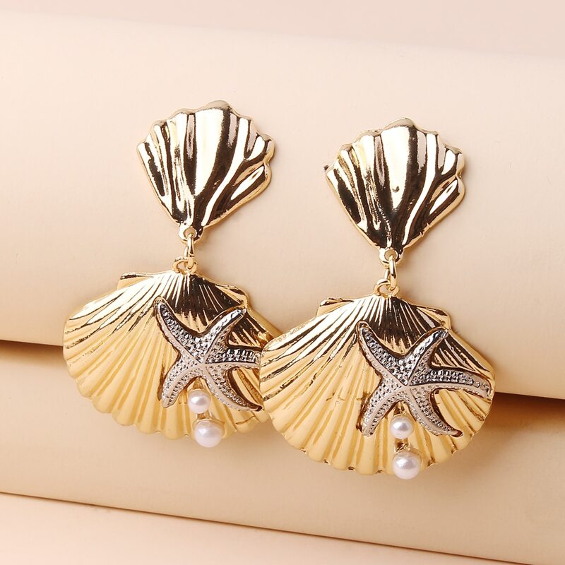 

Shell Drop Earrings, Gold