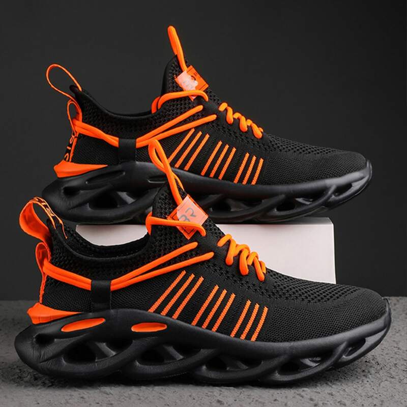 

Guys Lace-up Decor Knit Sneakers, Black