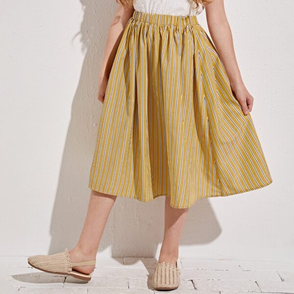

Girls Striped Elastic Waist Skirt, Yellow