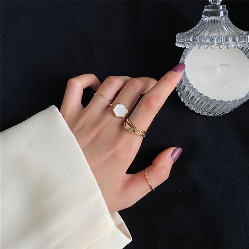 

5pcs Simple Ring, Gold