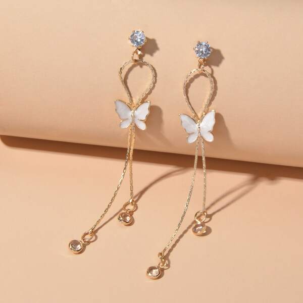 

Butterfly Charm Drop Earrings, Gold
