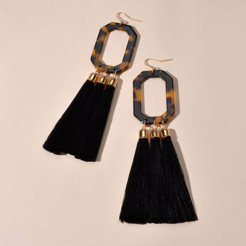 

Tassel Charm Drop Earrings, Multicolor