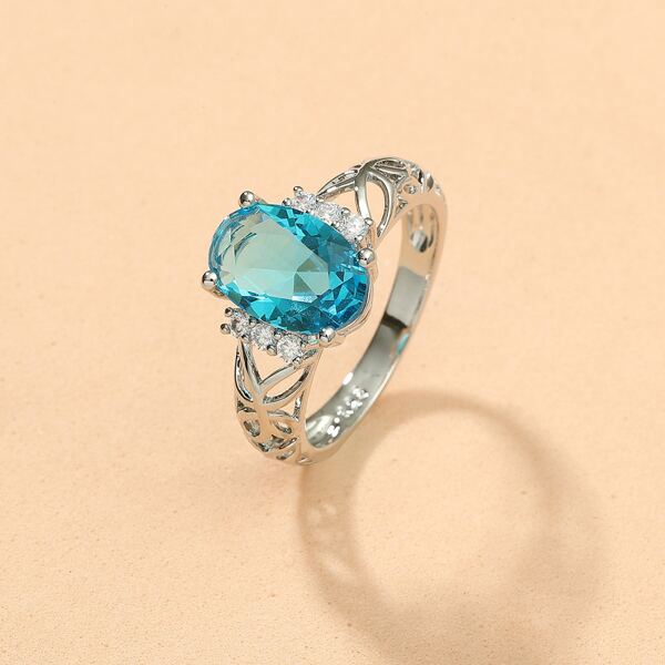 

Zircon Decor Ring, Baby blue