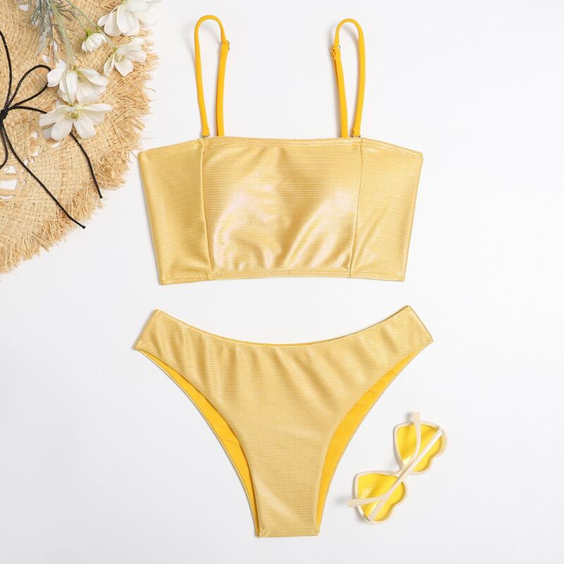 

Solid Bikini Swimsuit, Yellow
