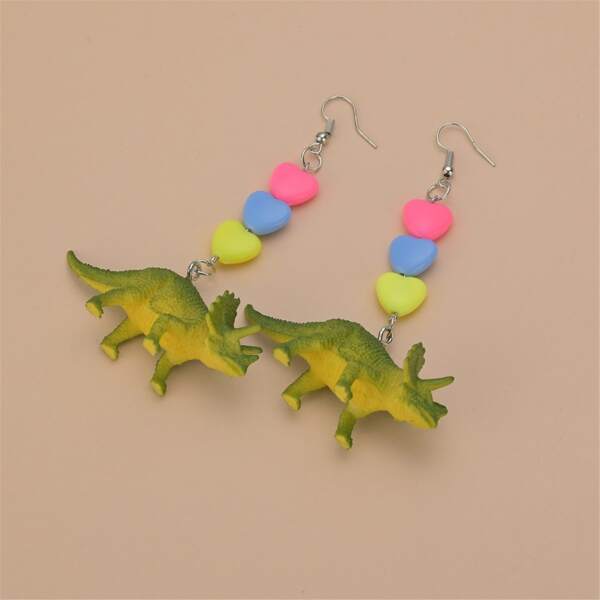 

Cartoon Dinosaur Charm Drop Earrings, Multicolor