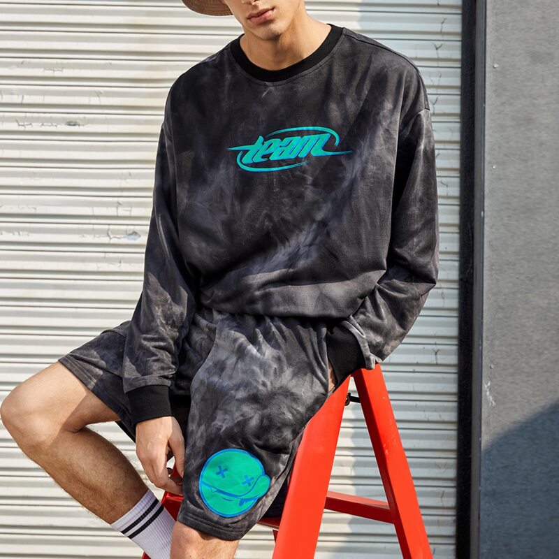 

Guys Letter Graphic Tie Dye Pullover & Track Shorts Set, Multicolor