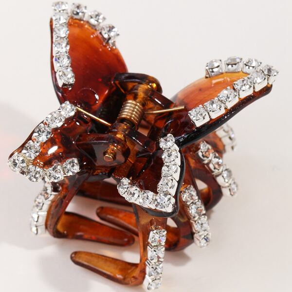 

Rhinestone Decor Butterfly Design Hair Claw, Brown