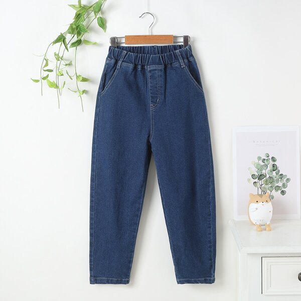 

Boys Letter Graphic Jeans, Dark wash
