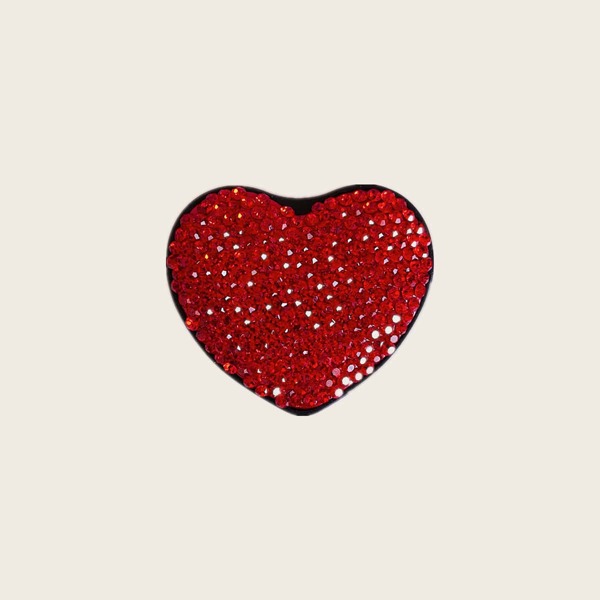 

Rhinestone Decor Heart Shaped Pop-Out Phone Grip, Red