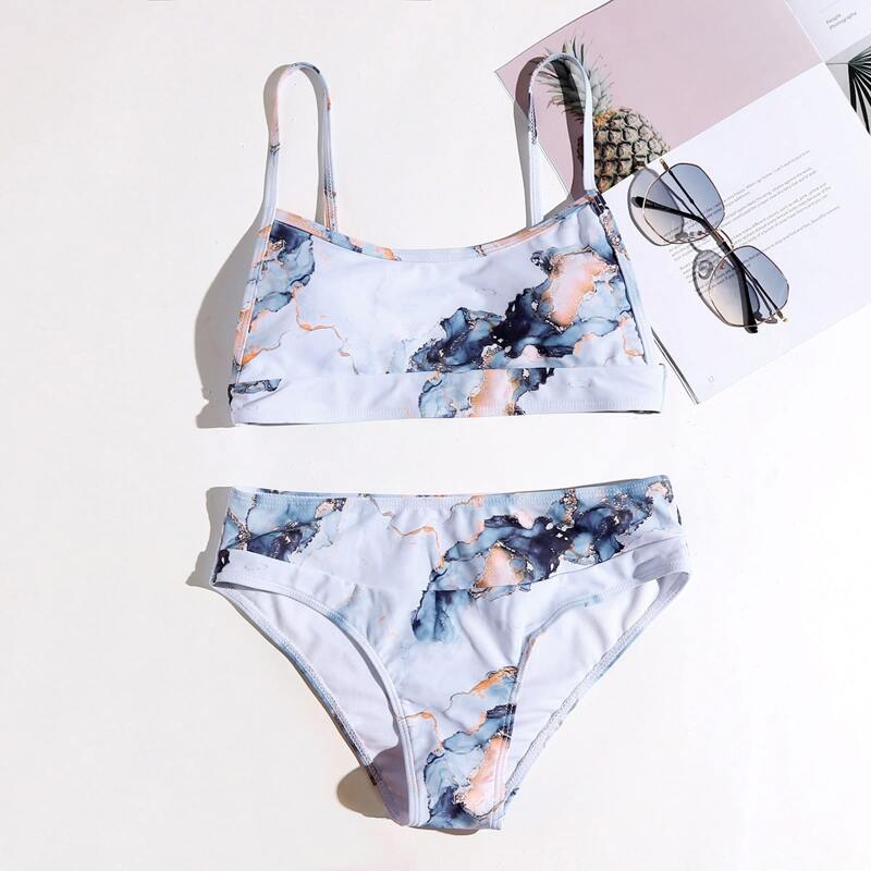 

Marble Bikini Swimsuit, Multicolor