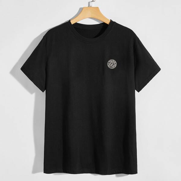 

Men Graphic Embroidered Tee, Black
