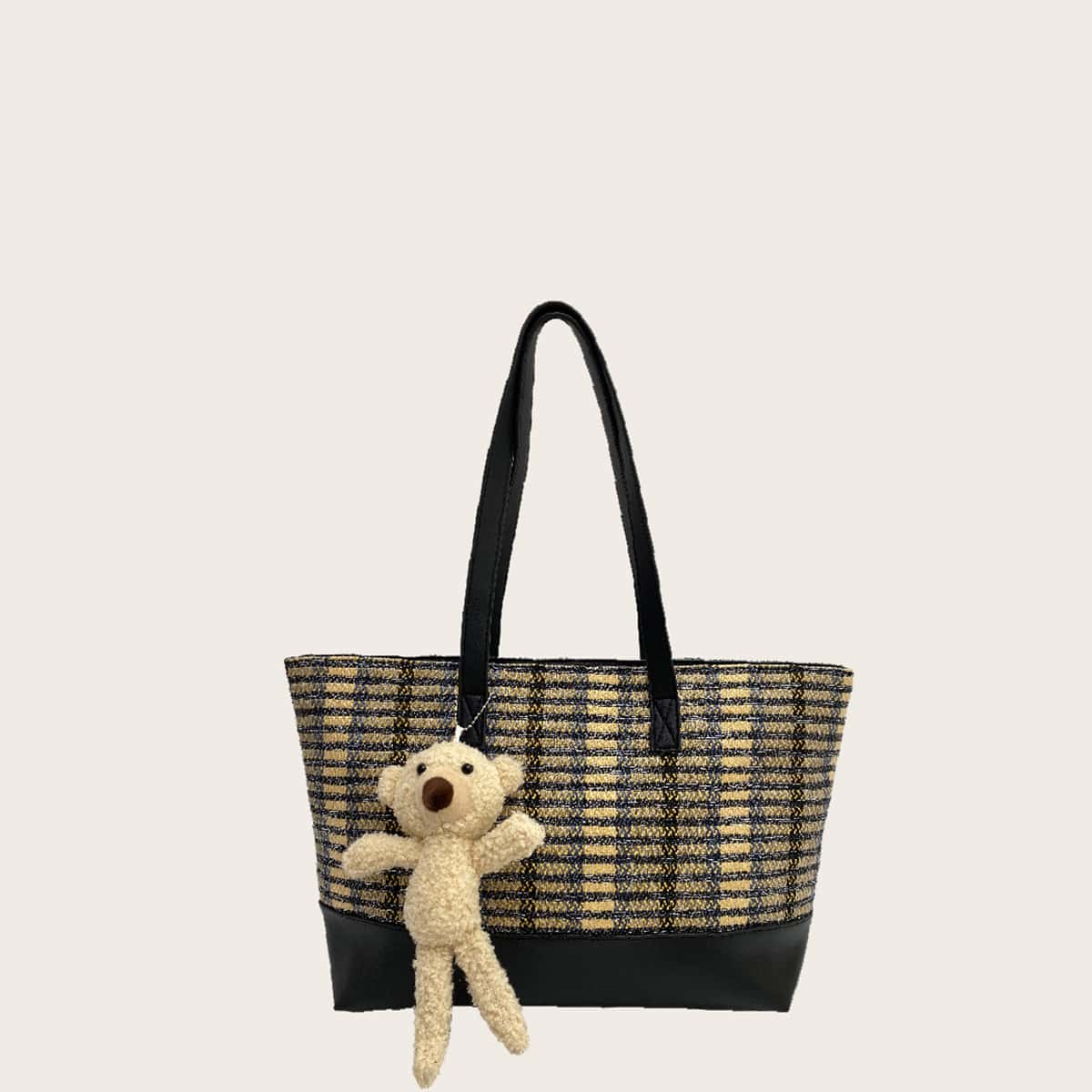 

Plaid Large Capacity Tote Bag, Yellow