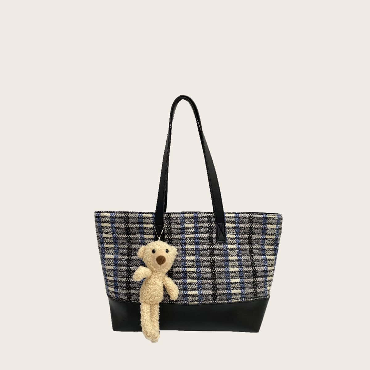 

Plaid Large Capacity Tote Bag, Blue
