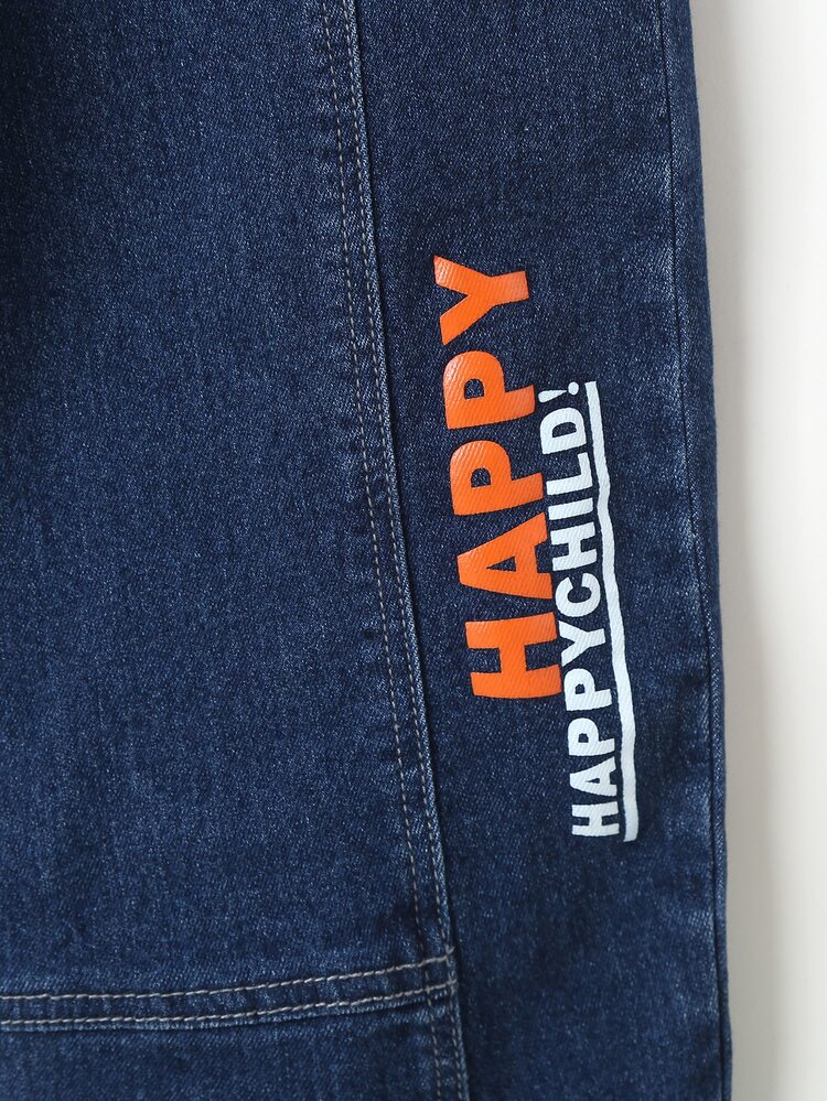 Boys Letter Graphic Tapered Jeans - Dark Wash - View 6