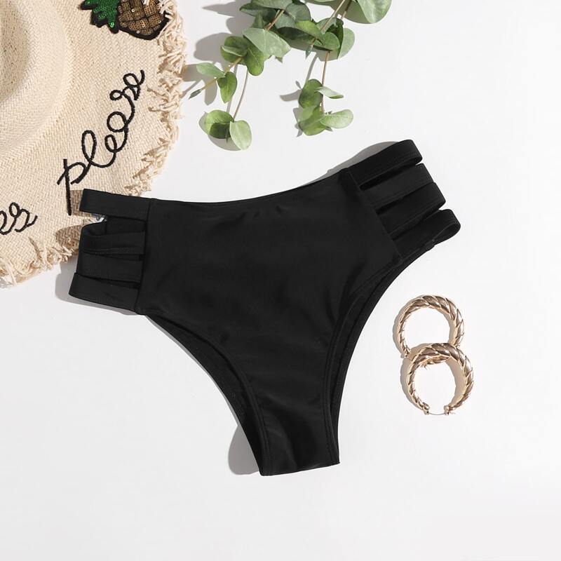 

Ladder Cut-out Bikini Bottom, Black