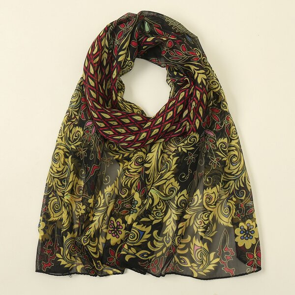 

Plaid Print Scarf, Black