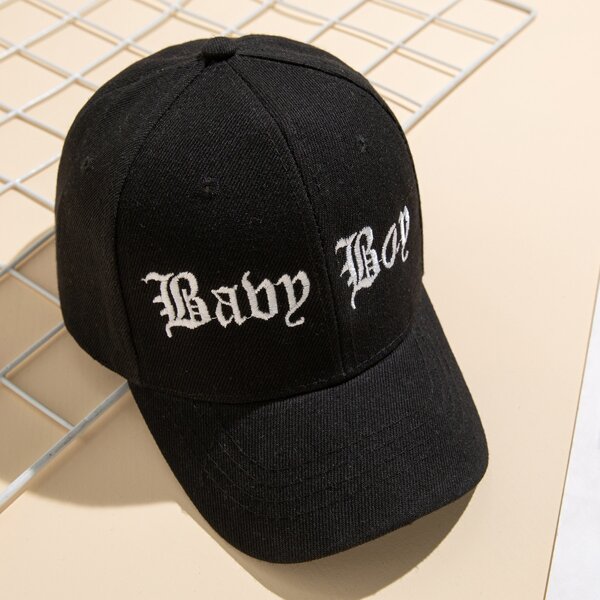 

Kids Letter Embroidery Baseball Cap, Black