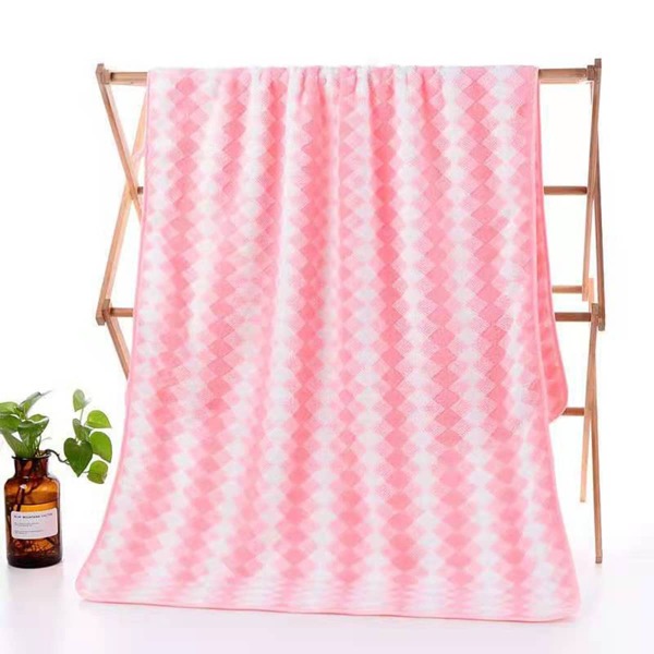 

Plaid Pattern Bath Towel, Pink
