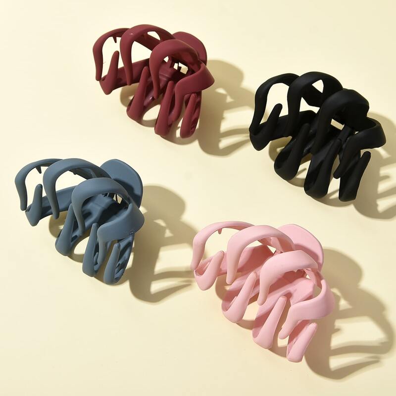 

4pcs Solid Hair Claw, Multicolor
