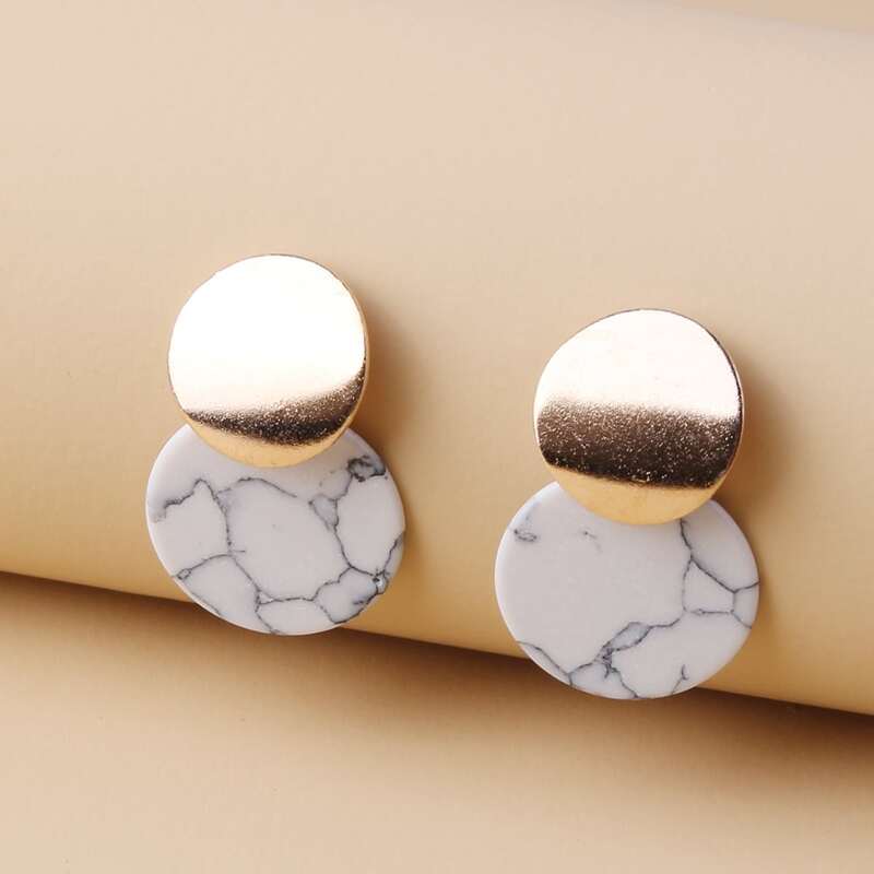 

Marble Round Drop Earrings, Multicolor