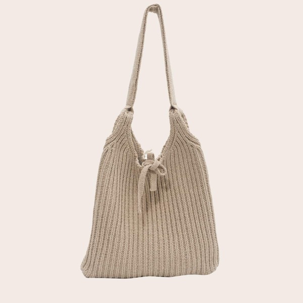 

Knit Design Shoulder Bag, Khaki