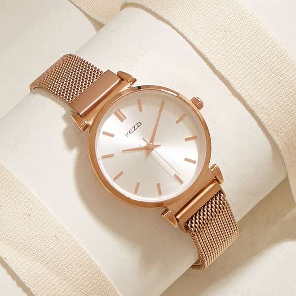 

Mesh Strap Round Pointer Quartz Watch