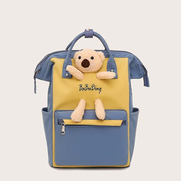 

Plush Bear Decor Baby Diaper Backpack, Blue