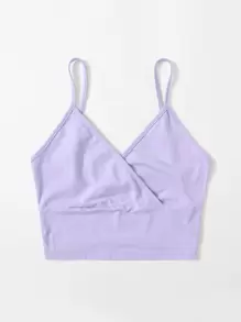 SHEIN EZwear Wrap Detail Solid Cami Top - Lilac Purple - View 3