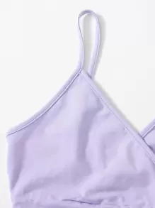 SHEIN EZwear Wrap Detail Solid Cami Top - Lilac Purple - View 5