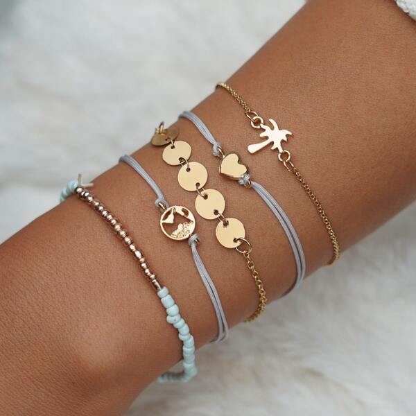 

5pcs Disc Decor Bracelet, Multicolor